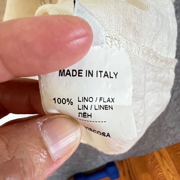 Club Voltaire Linen Linen Midi Dress Laganlook Loose Fit S/S Pockets Sz L Italy - Picture 6 of 15